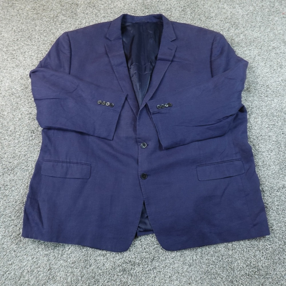 Ralph Lauren Blazer Mens 56 Blue Linen Sport Coat Suit Jacket Top Career Luxury